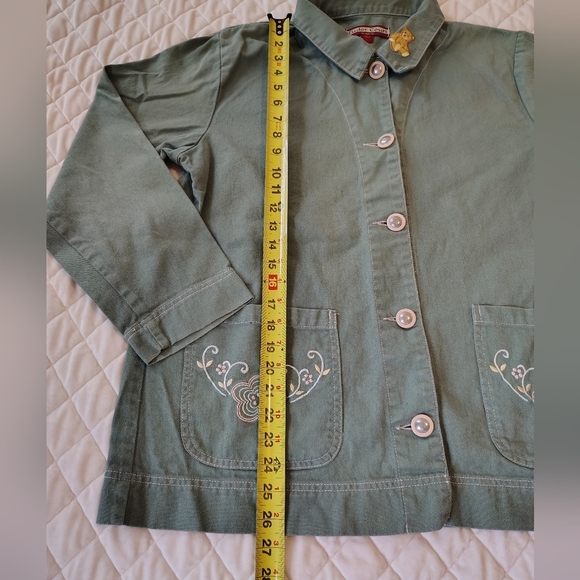 Tudor Court Embroidered Green Jean Jacket Size L - Picture 8 of 8